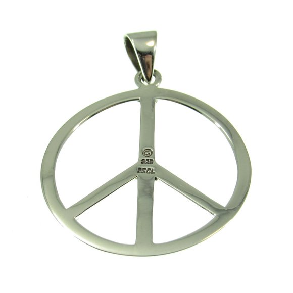 Solid 925 Sterling Silver Peace Sign Hippie Symbol Pendant by Peter Stone - Picture 6 of 6